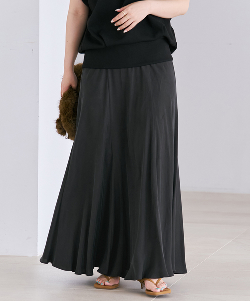 plage（プラージュ）の「《追加》Washable Fibril ロングスカート 3（スカート・レディース・キャメル/チャコールグレー・34/38/36）」の8枚目の写真