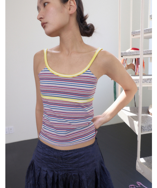 0MILEWEAR(ヤングマイルウェア)の「サンリットストライプキャミソール(ブルー)(Tシャツ/カットソー・レディース・その他・FREE)」の3枚目の写真