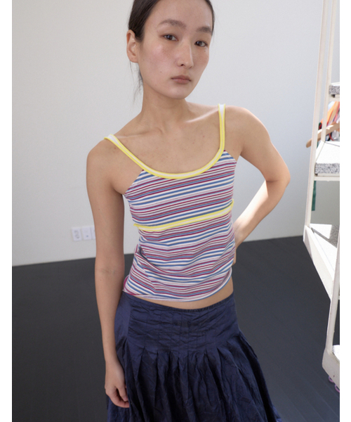 0MILEWEAR(ヤングマイルウェア)の「サンリットストライプキャミソール(ブルー)(Tシャツ/カットソー・レディース・その他・FREE)」の4枚目の写真