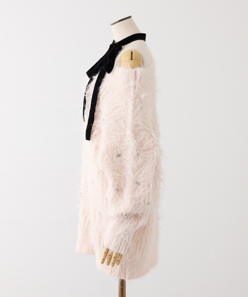 one after another NICE CLAUP(ワンアフターアナザーナイスクラップ)の「【Premium order】ふわモテジュエルニットミニワンピ(ワンピース・レディース・ブラック/ブラウン/ピンク/イエロー/アイボリー・FREE)」の9枚目の写真