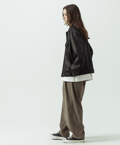 SLICK(スリック)の「【SLICK/スリック】T/R Stretch Gabardine Wide Two Tuck Balloon Pants/T/R ストレッチギャバジン ワイド2タックバルーンパンツ/(スラックス・メンズ・チャコールグレー/ブラウン/ブラック・2/3/1)」の9枚目の写真