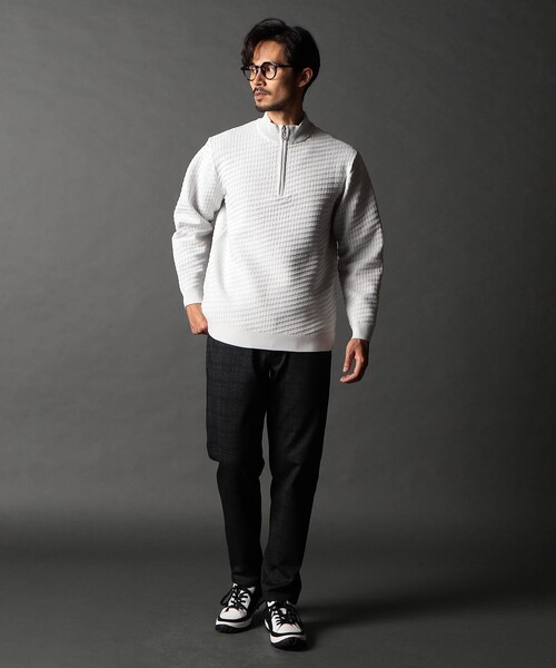 NICOLE CLUB FOR MEN(ニコルクラブフォーメン)の「バイヤスハーフジッププルオーバーニット(ニット/セーター・メンズ・ブラック系/ボルドー/その他1/ホワイト系・MEDIUM/LARGE/X-LARGE)」の19枚目の写真