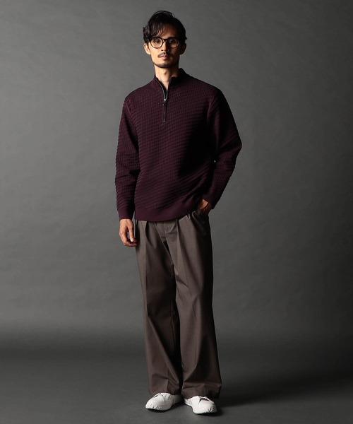 NICOLE CLUB FOR MEN(ニコルクラブフォーメン)の「バイヤスハーフジッププルオーバーニット(ニット/セーター・メンズ・ブラック系/ボルドー/その他1/ホワイト系・MEDIUM/LARGE/X-LARGE)」の5枚目の写真