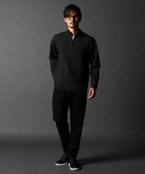 NICOLE CLUB FOR MEN(ニコルクラブフォーメン)の「バイヤスハーフジッププルオーバーニット(ニット/セーター・メンズ・ブラック系/ボルドー/その他1/ホワイト系・MEDIUM/LARGE/X-LARGE)」の7枚目の写真