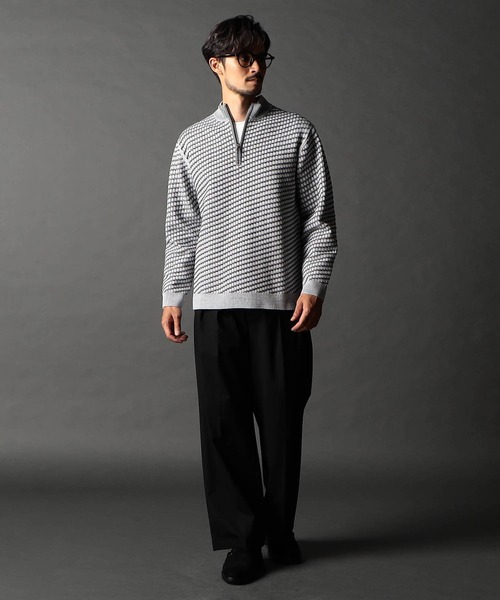 NICOLE CLUB FOR MEN(ニコルクラブフォーメン)の「バイヤスハーフジッププルオーバーニット(ニット/セーター・メンズ・ブラック系/ボルドー/その他1/ホワイト系・MEDIUM/LARGE/X-LARGE)」の8枚目の写真