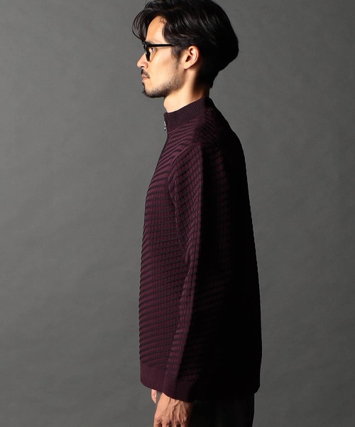NICOLE CLUB FOR MEN(ニコルクラブフォーメン)の「バイヤスハーフジッププルオーバーニット(ニット/セーター・メンズ・ブラック系/ボルドー/その他1/ホワイト系・MEDIUM/LARGE/X-LARGE)」の10枚目の写真