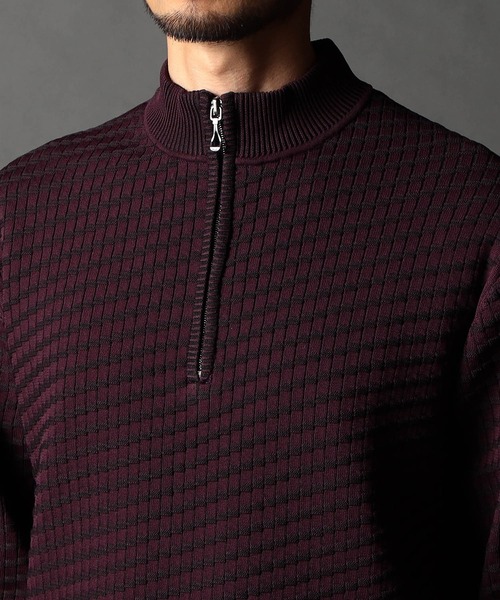 NICOLE CLUB FOR MEN(ニコルクラブフォーメン)の「バイヤスハーフジッププルオーバーニット(ニット/セーター・メンズ・ブラック系/ボルドー/その他1/ホワイト系・MEDIUM/LARGE/X-LARGE)」の11枚目の写真