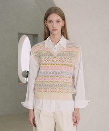 Ramswool Jacquard Knit Vest (cream)