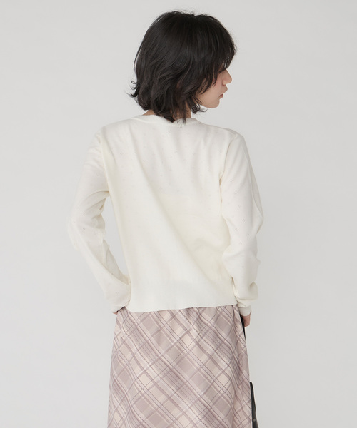 Unblend(アンブレンド)の「【Unblend】スカラップ パターンメッシュ コンパクトニットカーディガン(カーディガン/ボレロ・レディース・杢グレー/プラム/ライトブルー/オフホワイト/ブラック系・FREE)」の20枚目の写真