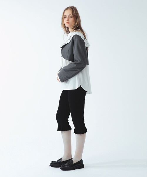 Ray BEAMS(レイビームス)の「レース カラー ボレロ ジャケット(その他アウター・レディース・シルバー/ブラック・0/1)」の4枚目の写真