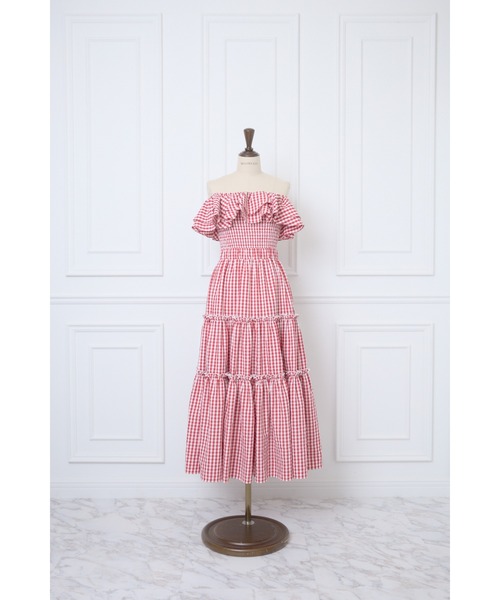 MISTREASS（ミストレアス）の「Gingham Check Double Ruffle Dress（ワンピース・レディース・ブラック/レッド・FREE）」の9枚目の写真