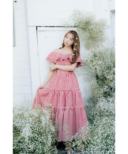 MISTREASS（ミストレアス）の「Gingham Check Double Ruffle Dress（ワンピース・レディース・ブラック/レッド・FREE）」の3枚目の写真
