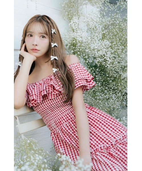 MISTREASS（ミストレアス）の「Gingham Check Double Ruffle Dress（ワンピース・レディース・ブラック/レッド・FREE）」の4枚目の写真