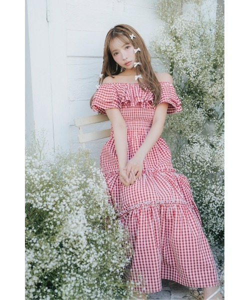 MISTREASS（ミストレアス）の「Gingham Check Double Ruffle Dress（ワンピース・レディース・ブラック/レッド・FREE）」の6枚目の写真
