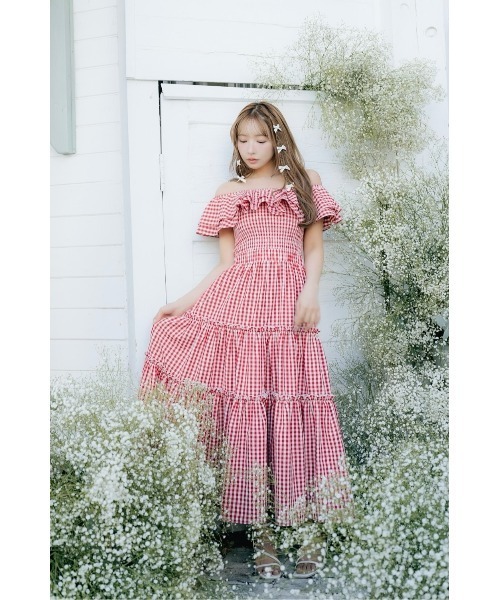 MISTREASS（ミストレアス）の「Gingham Check Double Ruffle Dress（ワンピース・レディース・ブラック/レッド・FREE）」の8枚目の写真