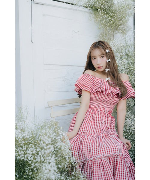 MISTREASS（ミストレアス）の「Gingham Check Double Ruffle Dress（ワンピース・レディース・ブラック/レッド・FREE）」の5枚目の写真
