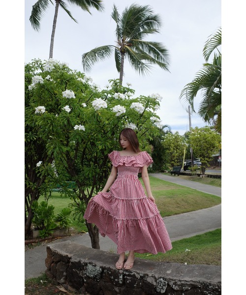 MISTREASS（ミストレアス）の「Gingham Check Double Ruffle Dress（ワンピース・レディース・ブラック/レッド・FREE）」の14枚目の写真