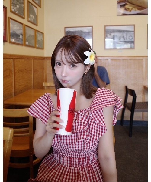 MISTREASS（ミストレアス）の「Gingham Check Double Ruffle Dress（ワンピース・レディース・ブラック/レッド・FREE）」の13枚目の写真