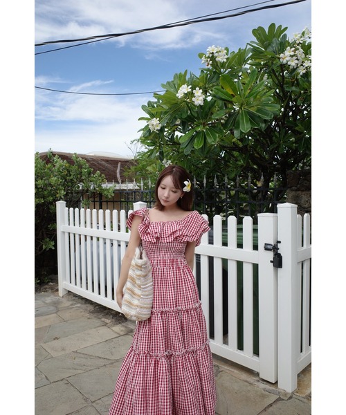 MISTREASS（ミストレアス）の「Gingham Check Double Ruffle Dress（ワンピース・レディース・ブラック/レッド・FREE）」の15枚目の写真