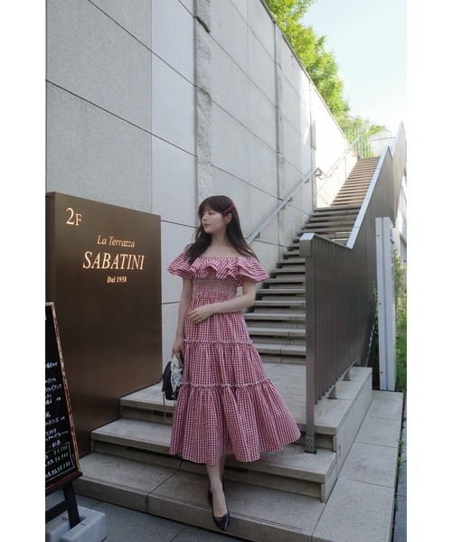 MISTREASS（ミストレアス）の「Gingham Check Double Ruffle Dress（ワンピース・レディース・ブラック/レッド・FREE）」の16枚目の写真