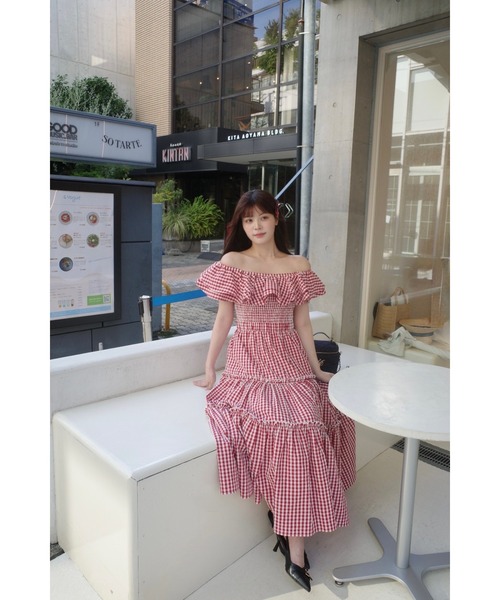 MISTREASS（ミストレアス）の「Gingham Check Double Ruffle Dress（ワンピース・レディース・ブラック/レッド・FREE）」の17枚目の写真