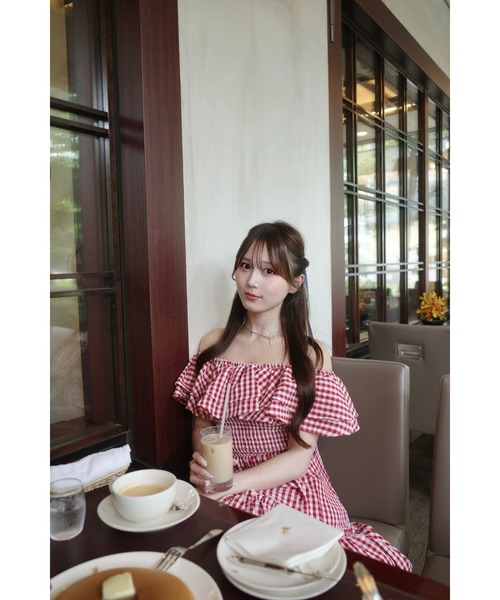 MISTREASS（ミストレアス）の「Gingham Check Double Ruffle Dress（ワンピース・レディース・ブラック/レッド・FREE）」の19枚目の写真