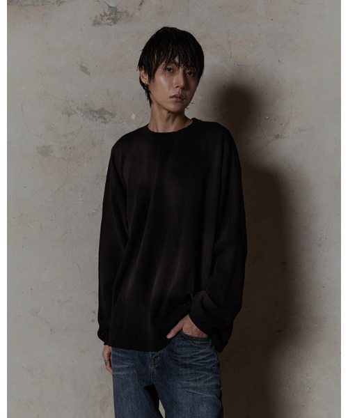 THUMB(ダム)の「ヘビーワッフル ロングスリーブ(ブラック/チャコール)(Tシャツ/カットソー・メンズ・ブラック/チャコール・1/2/3)」の6枚目の写真