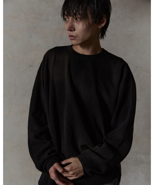 THUMB(ダム)の「ヘビーワッフル ロングスリーブ(ブラック/チャコール)(Tシャツ/カットソー・メンズ・ブラック/チャコール・1/2/3)」の7枚目の写真