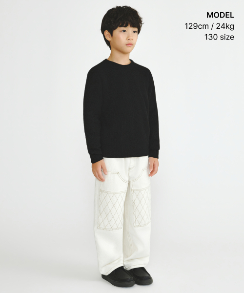MUSINSA STANDARD KIDS（ムシンサスタンダードキッズ）の「ダイヤモンドステッチカーペンターデニムパンツ[クリーム]（デニムパンツ・レディース・その他・160/150/140/120/130）」の2枚目の写真