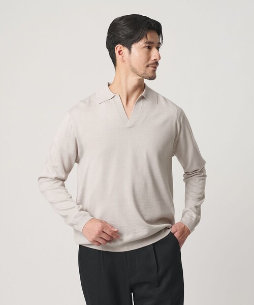 BEAUTY&YOUTH UNITED ARROWS(ビューティーアンドユースユナイテッドアローズ)の「【WEB限定 WARDROBE SMART】マシーンウォッシャブル ウールミックス スキッパー ニット(ニット/セーター・メンズ・ブラック/ダークグレー/ナチュラル・S/XL/L/M)」の3枚目の写真