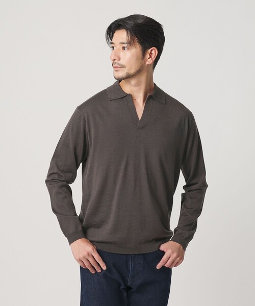 BEAUTY&YOUTH UNITED ARROWS(ビューティーアンドユースユナイテッドアローズ)の「【WEB限定 WARDROBE SMART】マシーンウォッシャブル ウールミックス スキッパー ニット(ニット/セーター・メンズ・ブラック/ダークグレー/ナチュラル・S/XL/L/M)」の2枚目の写真