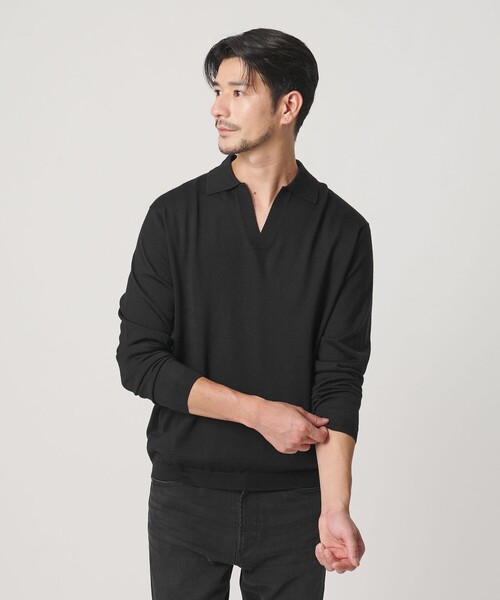 BEAUTY&YOUTH UNITED ARROWS(ビューティーアンドユースユナイテッドアローズ)の「【WEB限定 WARDROBE SMART】マシーンウォッシャブル ウールミックス スキッパー ニット(ニット/セーター・メンズ・ブラック/ダークグレー/ナチュラル・S/XL/L/M)」の1枚目の写真