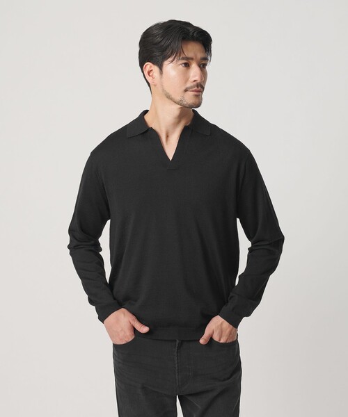 BEAUTY&YOUTH UNITED ARROWS(ビューティーアンドユースユナイテッドアローズ)の「【WEB限定 WARDROBE SMART】マシーンウォッシャブル ウールミックス スキッパー ニット(ニット/セーター・メンズ・ブラック/ダークグレー/ナチュラル・S/XL/L/M)」の4枚目の写真