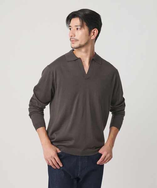 BEAUTY&YOUTH UNITED ARROWS(ビューティーアンドユースユナイテッドアローズ)の「【WEB限定 WARDROBE SMART】マシーンウォッシャブル ウールミックス スキッパー ニット(ニット/セーター・メンズ・ブラック/ダークグレー/ナチュラル・S/XL/L/M)」の7枚目の写真