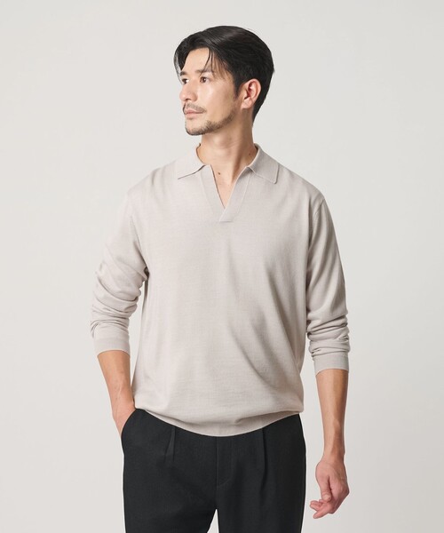 BEAUTY&YOUTH UNITED ARROWS(ビューティーアンドユースユナイテッドアローズ)の「【WEB限定 WARDROBE SMART】マシーンウォッシャブル ウールミックス スキッパー ニット(ニット/セーター・メンズ・ブラック/ダークグレー/ナチュラル・S/XL/L/M)」の9枚目の写真