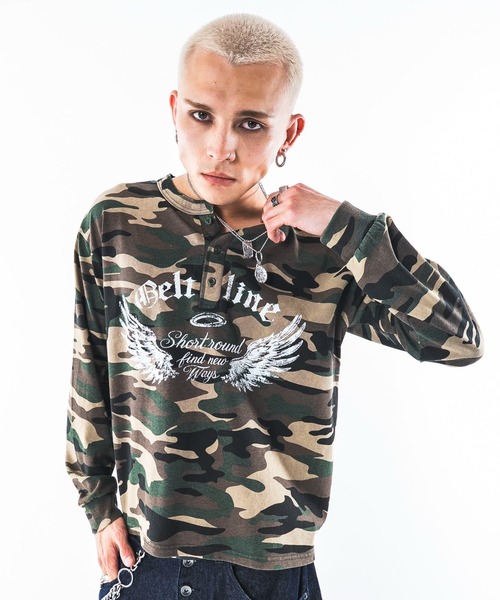 SHORT ROUND(ショートラウンド)の「SHORT ROUND/【26年秋冬新作】グラフィックヘンリーネックT(Tシャツ/カットソー・メンズ・ブラック系その他/その他1/ホワイト・MEDIUM/LARGE)」の7枚目の写真