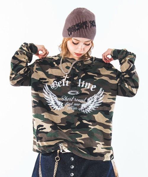SHORT ROUND(ショートラウンド)の「SHORT ROUND/【26年秋冬新作】グラフィックヘンリーネックT(Tシャツ/カットソー・メンズ・ブラック系その他/その他1/ホワイト・MEDIUM/LARGE)」の10枚目の写真