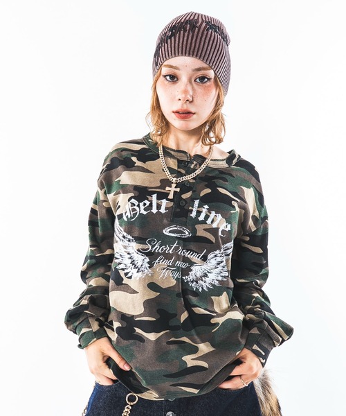 SHORT ROUND(ショートラウンド)の「SHORT ROUND/【26年秋冬新作】グラフィックヘンリーネックT(Tシャツ/カットソー・メンズ・ブラック系その他/その他1/ホワイト・MEDIUM/LARGE)」の12枚目の写真