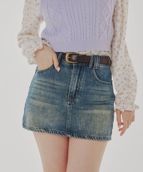 amuiil(アムイル)の「Denim Short Skirt(デニムスカート・レディース・ライトブルー/ブルー・FREE)」の2枚目の写真