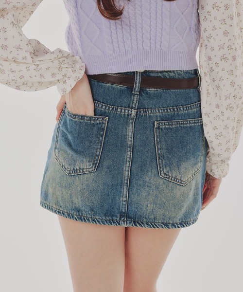 amuiil(アムイル)の「Denim Short Skirt(デニムスカート・レディース・ライトブルー/ブルー・FREE)」の8枚目の写真