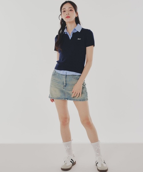 amuiil(アムイル)の「Denim Short Skirt(デニムスカート・レディース・ライトブルー/ブルー・FREE)」の3枚目の写真