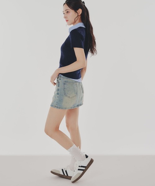 amuiil(アムイル)の「Denim Short Skirt(デニムスカート・レディース・ライトブルー/ブルー・FREE)」の4枚目の写真