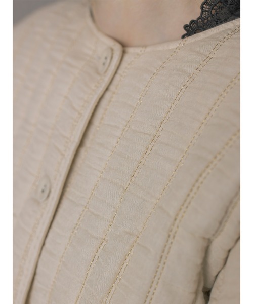 TSUHARU by Samansa Mos2(ツハルバイサマンサモスモス)の「【ecru×brown collection】キルトジャケット(ノーカラージャケット・レディース・ブラウン/ベージュ系その他・F)」の5枚目の写真