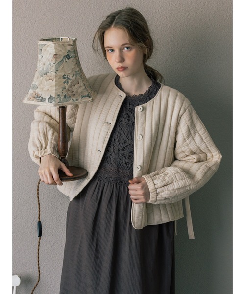 TSUHARU by Samansa Mos2(ツハルバイサマンサモスモス)の「【ecru×brown collection】キルトジャケット(ノーカラージャケット・レディース・ブラウン/ベージュ系その他・F)」の3枚目の写真