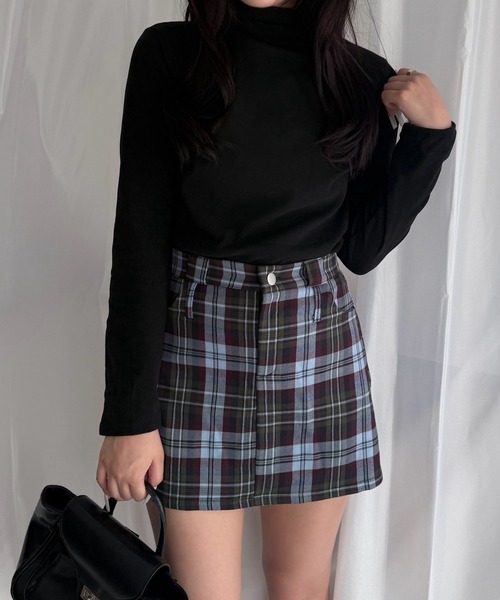 merrylatte(メリーラテ)の「裏起毛 ハイネック 長袖カットソー あったか トップス(Tシャツ/カットソー・レディース・ブラック・FREE)」の1枚目の写真