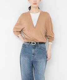 ウールブレンドレイヤードデザインニット