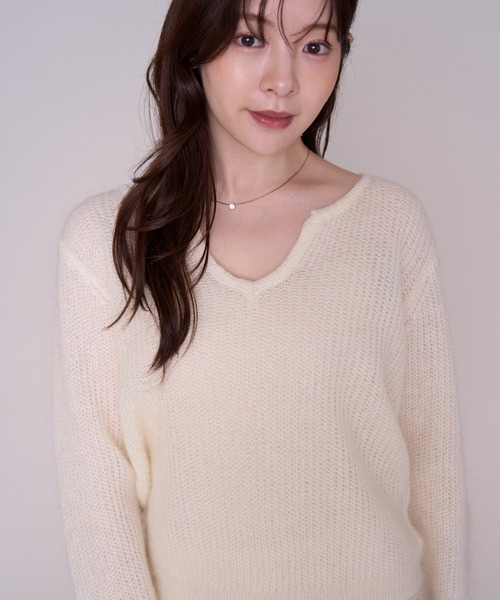 MISCH MASCH（ミッシュマッシュ）の「2026秋冬新作 ルーズシルエットニット（ニット/セーター・レディース・ピンク/ホワイト・ﾌﾘ-）」の10枚目の写真