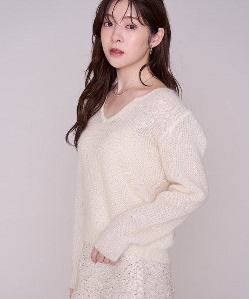 MISCH MASCH（ミッシュマッシュ）の「2026秋冬新作 ルーズシルエットニット（ニット/セーター・レディース・ピンク/ホワイト・ﾌﾘ-）」の5枚目の写真