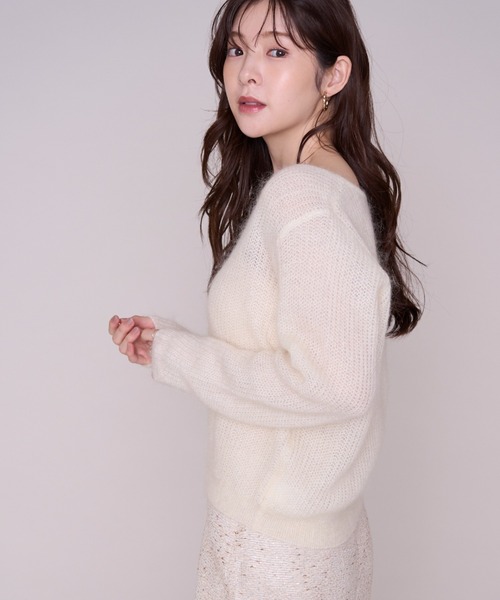 MISCH MASCH（ミッシュマッシュ）の「2026秋冬新作 ルーズシルエットニット（ニット/セーター・レディース・ピンク/ホワイト・ﾌﾘ-）」の15枚目の写真