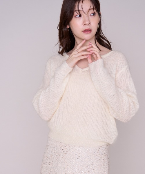 MISCH MASCH（ミッシュマッシュ）の「2026秋冬新作 ルーズシルエットニット（ニット/セーター・レディース・ピンク/ホワイト・ﾌﾘ-）」の3枚目の写真